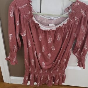 Lascana NWOT Women's Pink Smocked Top S/M, can wear off-shoulder